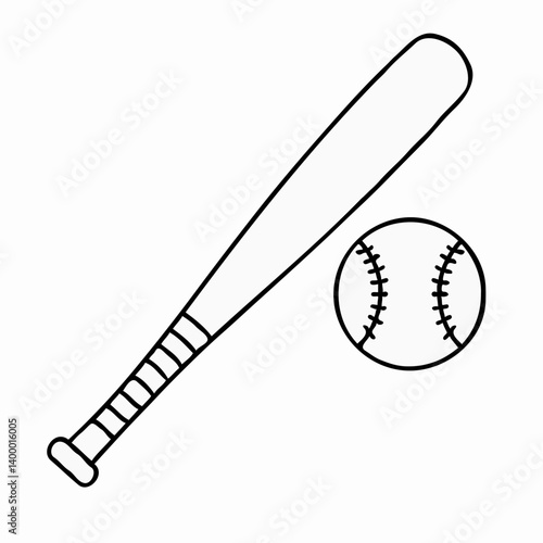 Baseball Bat and Ball in Minimalist Style  