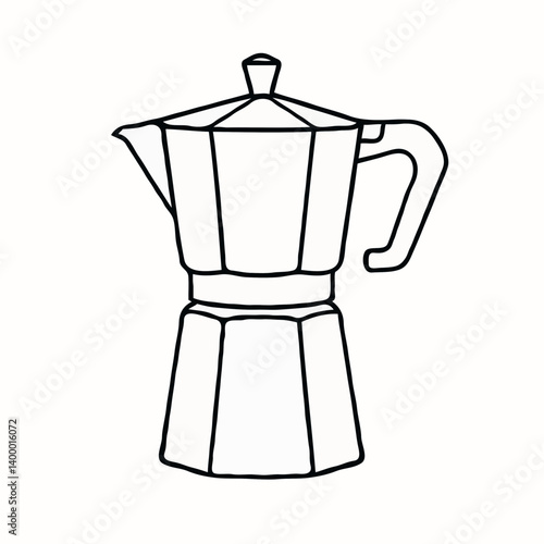 Coffee maker illustration in minimalist style on a light background  