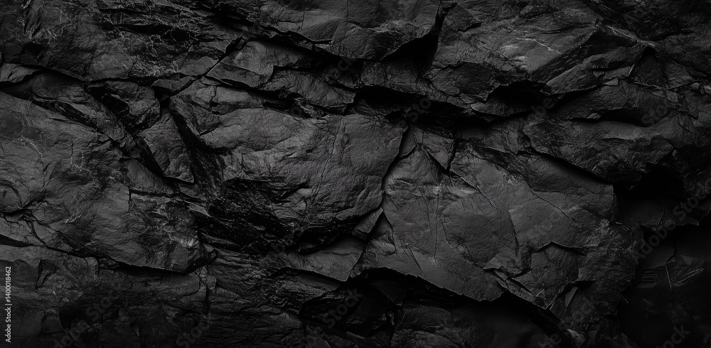Fototapeta premium Textured Black Slate Rock Surface with Intricate Patterns and Depth