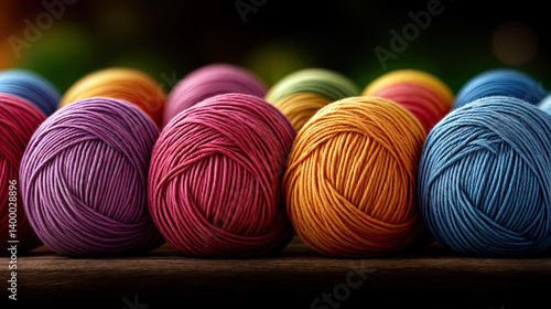 Obraz na płótnie A close-up view of colorful yarn balls, showcasing a spectrum of vibrant hues. w salonie