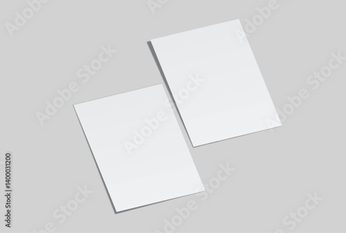 Realistic blank A4 format paper flyer mockup with shadow isolated. Sheet design template for presentation poster, newspaper, flyer, brochure, flier, business card, card, postcard, letter or invitation