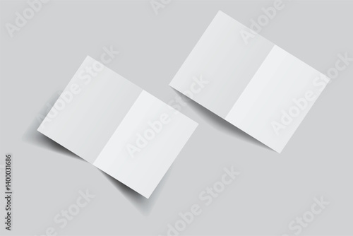 A4 Bifold Blank Mockup, Open Leaflet template .Blank paper cover for  pamphlet, catalog, flyer, notecards, note paper, greeting card, wedding invitation, gift card, postcard, flier, brochure or letter