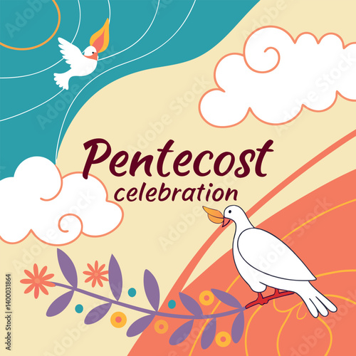 Religious Pentecost Background, Holy Spirit, Pentecost Sunday, and Pentecost Celebration.