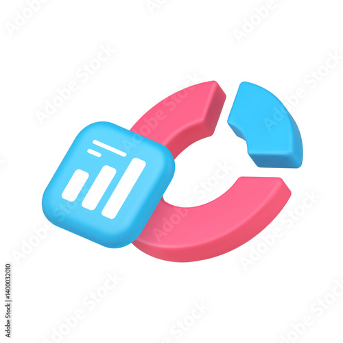 Business financial analyzing accounting stock trade investment 3d icon realistic vector illustration. Commercial corporate efficiency productivity management monitoring analysis research chart diagram