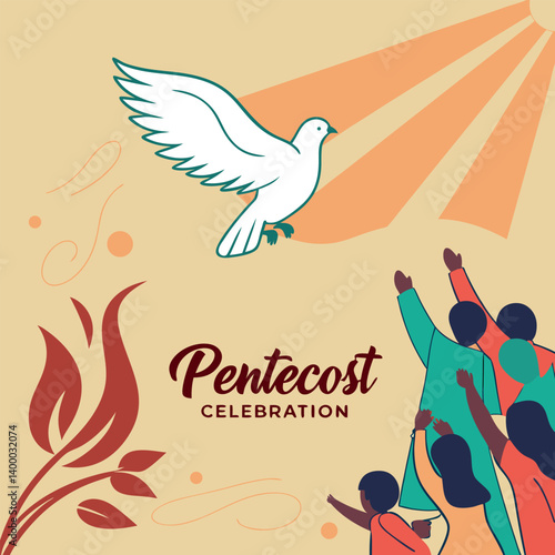 Religious Pentecost Background, Holy Spirit, Pentecost Sunday, and Pentecost Celebration.