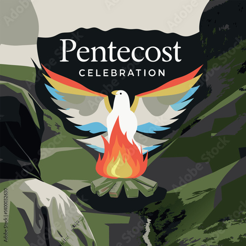 Religious Pentecost Background, Holy Spirit, Pentecost Sunday, and Pentecost Celebration.
