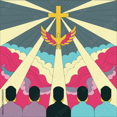 Religious Pentecost Background, Holy Spirit, Pentecost Sunday, and Pentecost Celebration.