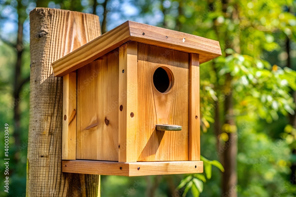 Rustic Wooden Birdhouse – Cozy Nesting Box Close-Up