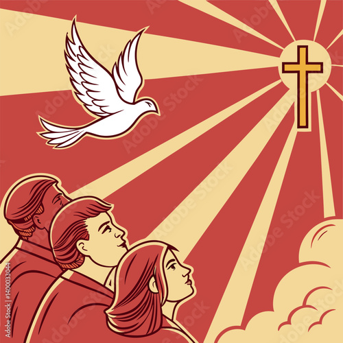 Religious Pentecost Background, Holy Spirit, Pentecost Sunday, and Pentecost Celebration.