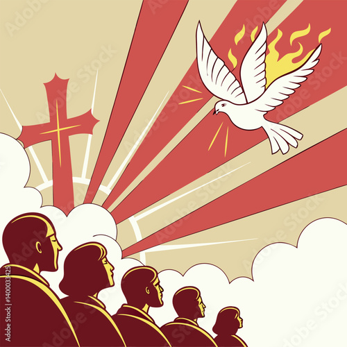 Religious Pentecost Background, Holy Spirit, Pentecost Sunday, and Pentecost Celebration.