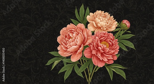 Crimson & Cream Petals AI Generated