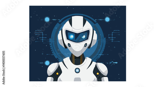 Futuristic Cyborg Warrior Character – Tech-Inspired Vector Design 2