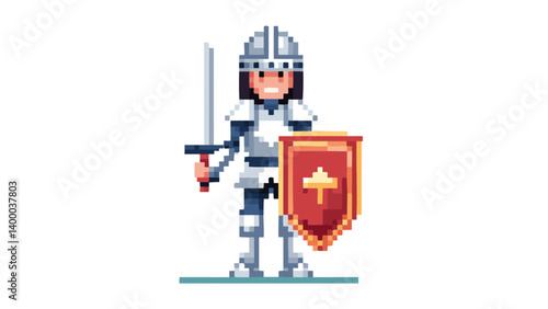 Pixel Knight Character – Colorful Cartoon Vector