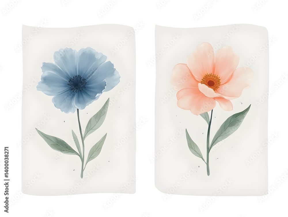 Decorative flower clipart artwork nature botanical illustrations watercolor style artistic design floral environment,isolated,transparent background,cut out