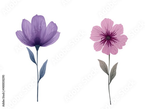 Obraz na płótnie Floral clipart artwork nature decorative flowers minimalist style studio viewpoint,isolated,transparent background,cut out w salonie