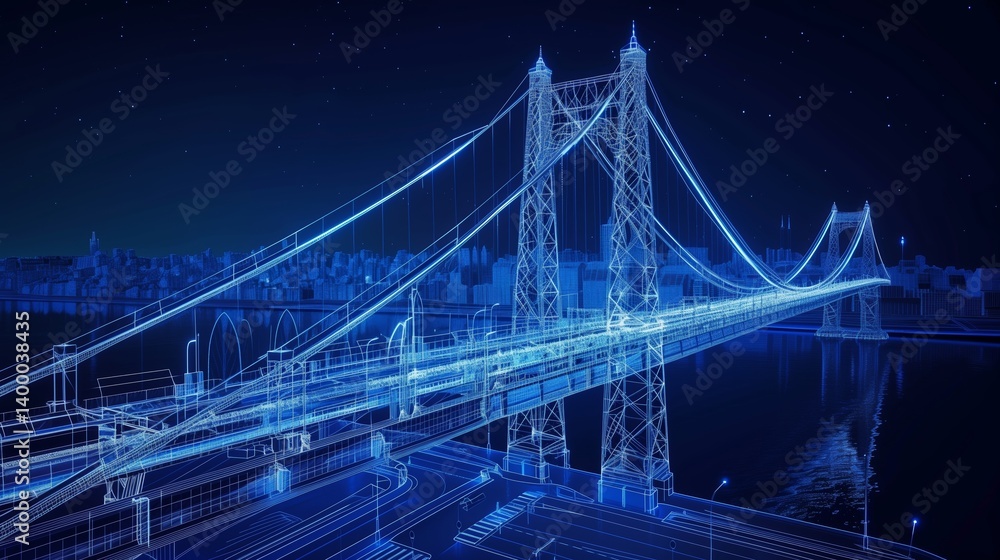 vision of architecture of a 3d model bridge project