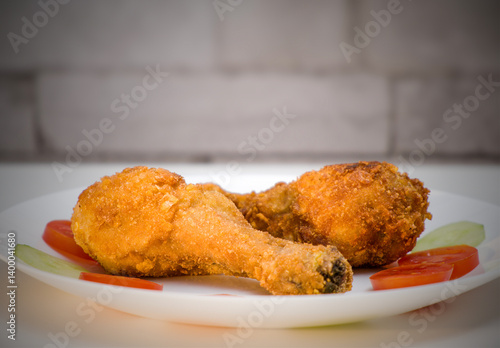 Crispy Fried Chicken Legs on a Plate