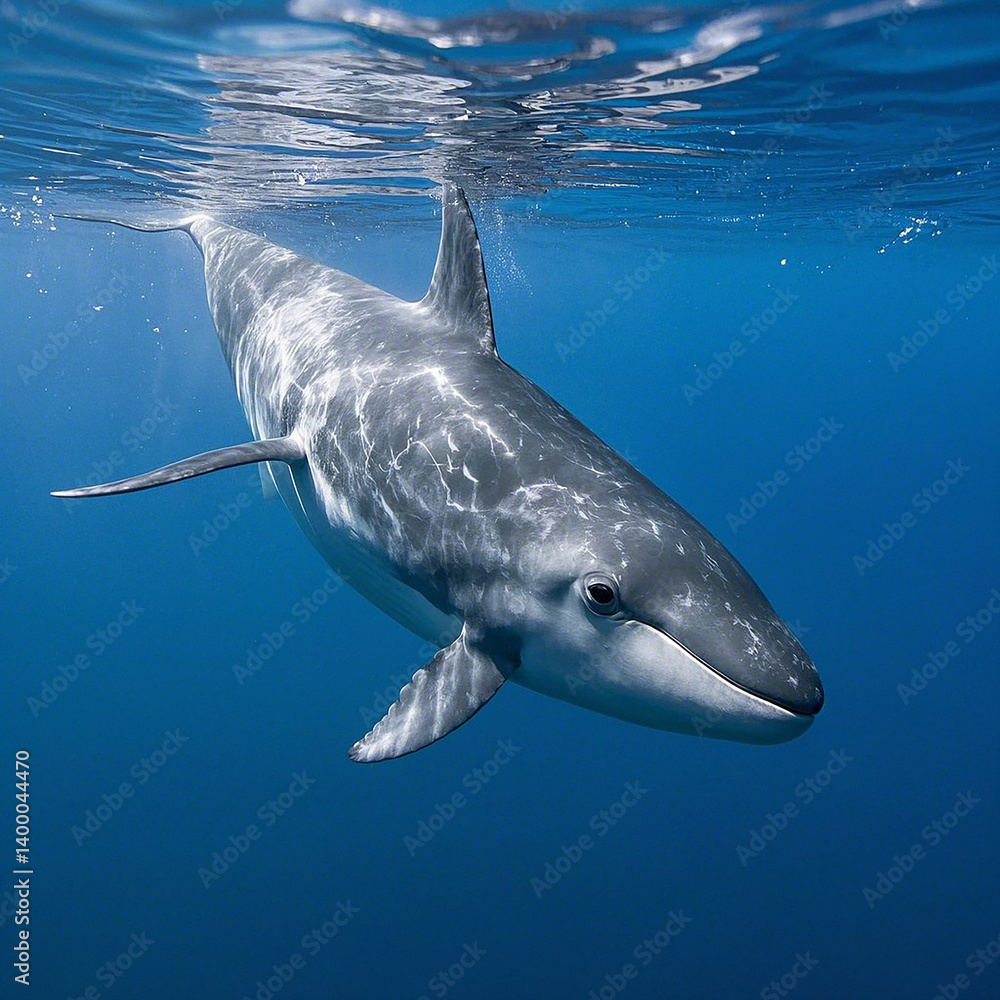 Fototapeta premium Single humpback whale Underwater, AI Generator.