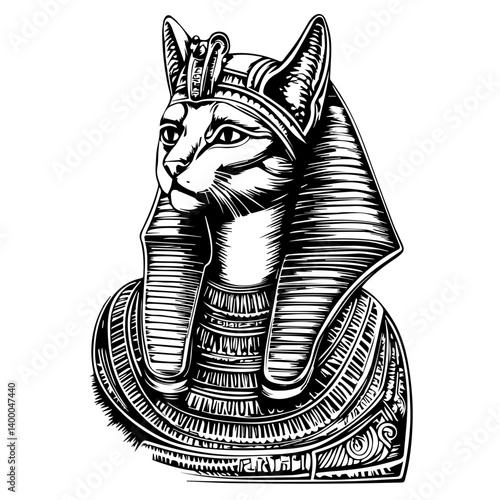 Bastet goddess color flat illustration for web and mobile design