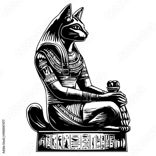 Bastet goddess color flat illustration for web and mobile design
