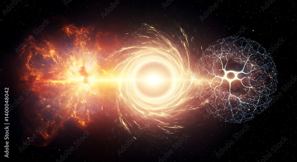 Obraz premium Cosmic Convergence AI Generated