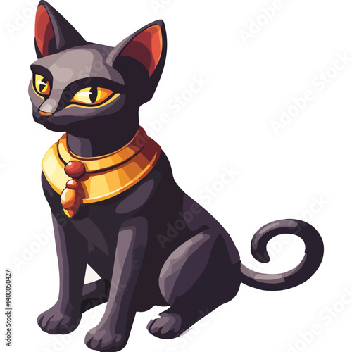 Bastet goddess color flat illustration for web and mobile design