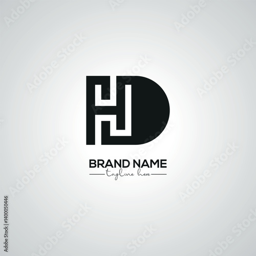 Obraz na płótnie Creative Modern HD DH Lettermark Logo Design for Corporate Branding. w salonie