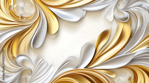 Elegant Gold and Silver Abstract Floral Design