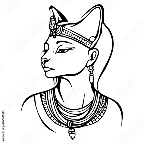 Bastet goddess color flat illustration for web and mobile design