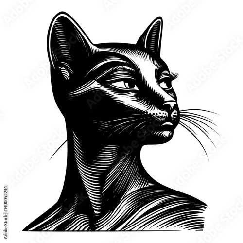Bastet goddess color flat illustration for web and mobile design