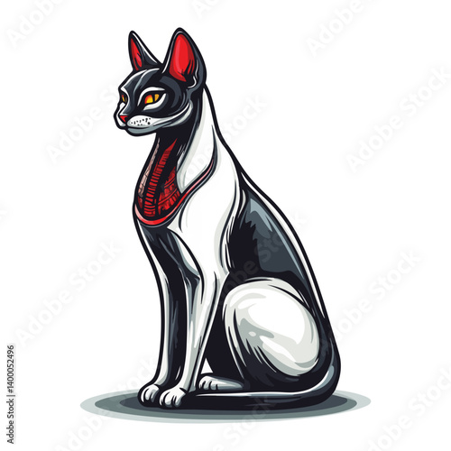 Bastet goddess color flat illustration for web and mobile design