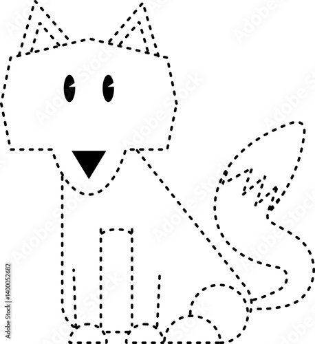 fox animal tracing line illustration