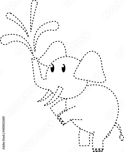 elephant animal tracing line illustration