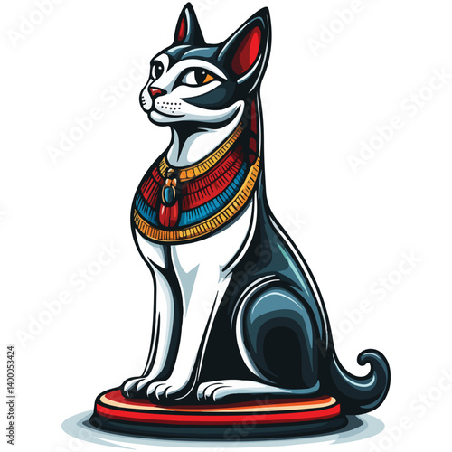 Bastet goddess color flat illustration for web and mobile design