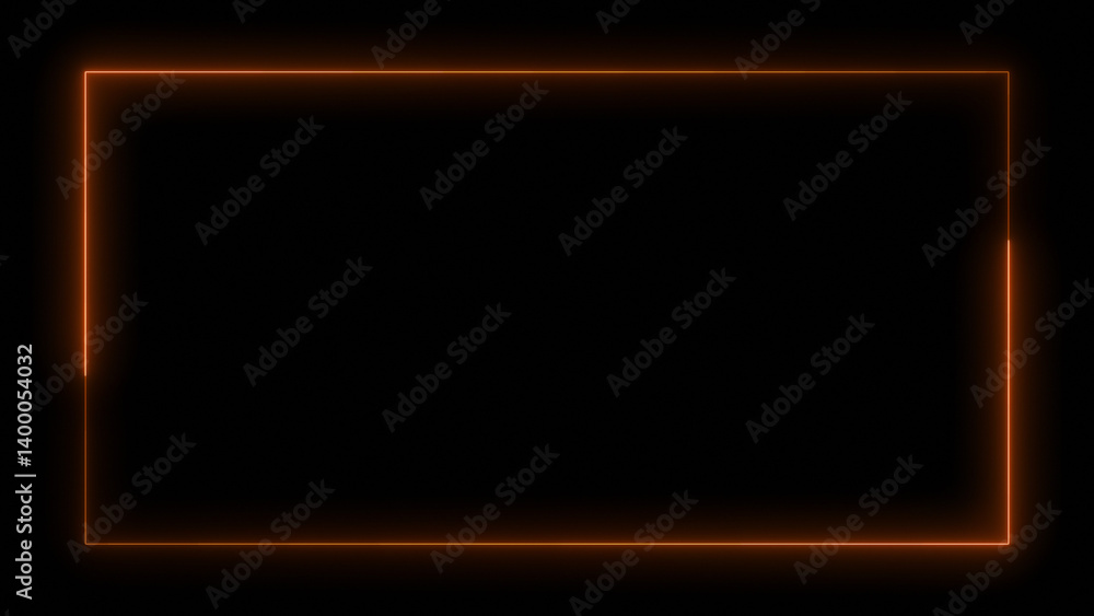 Neon Rectangle Frame with Flowing Lines on Black Backdrop Neon Rectangle Frame with Flowing Lines on Black Backdrop