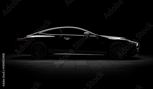 Sleek black sports car silhouette