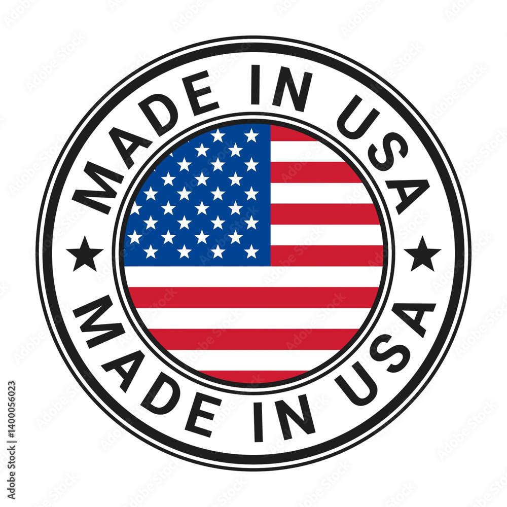 Made In USA stamp sticker with Flag vector illustration Made In USA stamp sticker with Flag vector illustration