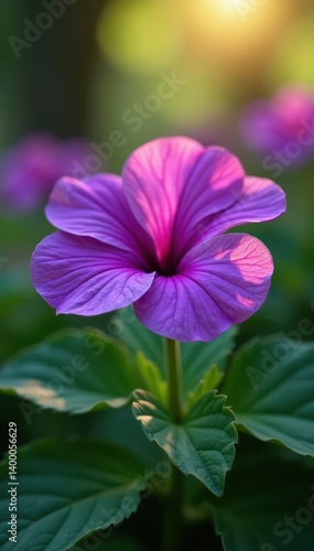 Velvety purple petals, serrated leaves, sunlight , macro, purple flower petals, velvet