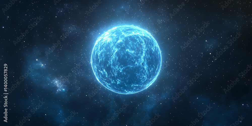 Fototapeta premium Dreamy Sky with a Glowing Blue Moon Wallpaper Background