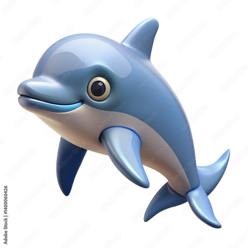 Fototapeta premium Dolphin. 3d rendering isolated on white background.
