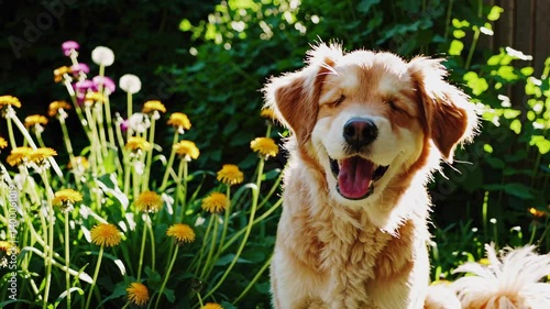 The Happy Dog in Garden
