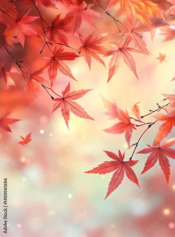 Vibrant autumn leaves, soft light, and bokeh Vibrant autumn leaves, soft light, and bokeh