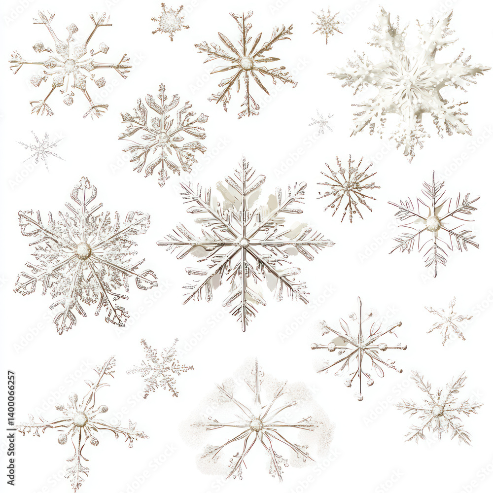 Fototapeta premium snowflakes on white background