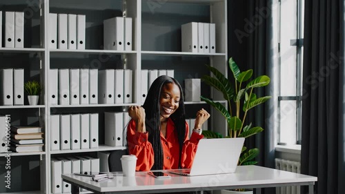 The Happy Woman Celebrating Success