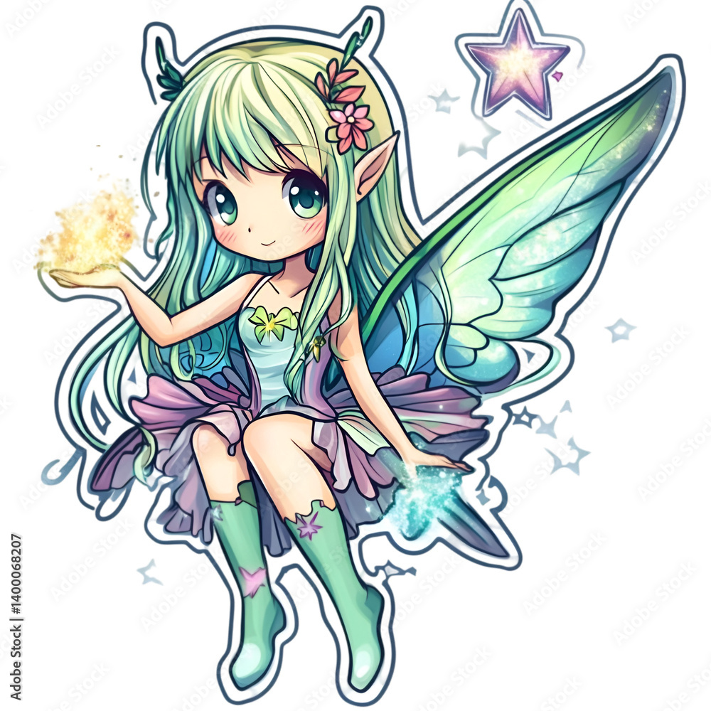 Whimsical fairy character enchanted forest digital art fantasy close-up magical creatures Whimsical fairy character enchanted forest digital art fantasy close-up magical creatures