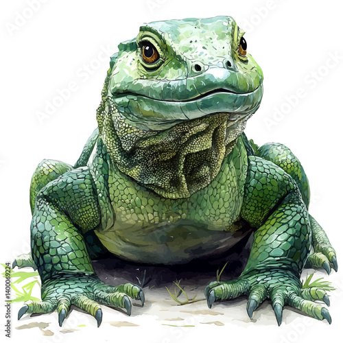 watercolor of Tuatara, vector, isolated on a white background.