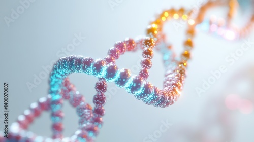 a realistic 3D scene of a DNA model on a white background