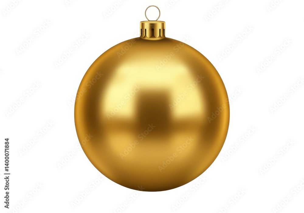 A single shiny golden christmas ornament with a loop on top isolated on a white background image view A single shiny golden christmas ornament with a loop on top isolated on a white background image view