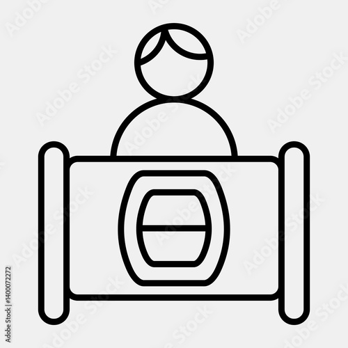 Icon voting booth. Indonesian general election elements. Icons in line style. Good for prints, posters, infographics, etc.