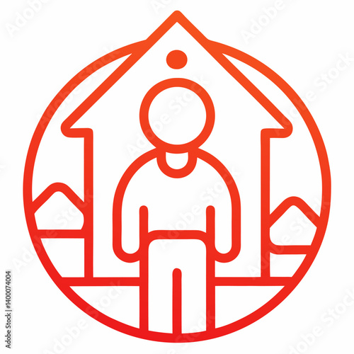 Poverty line icon. Simple outline style. Homeless beggar icon vector on white background.